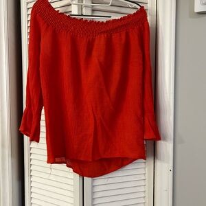 Women's Red/Orange Off-Shoulder Top